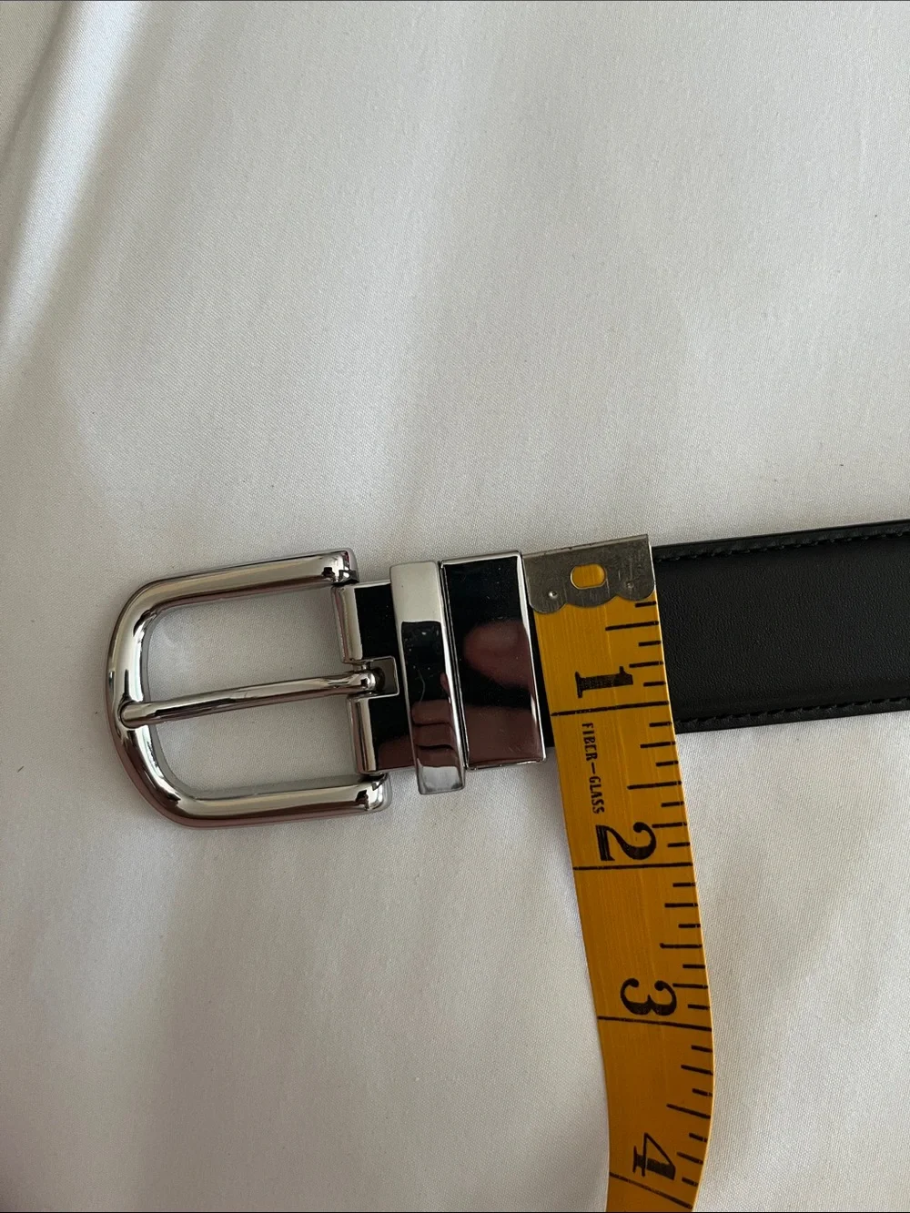 Cole Haan NWOT reversible leather belt black brown silver engraved buckle 38